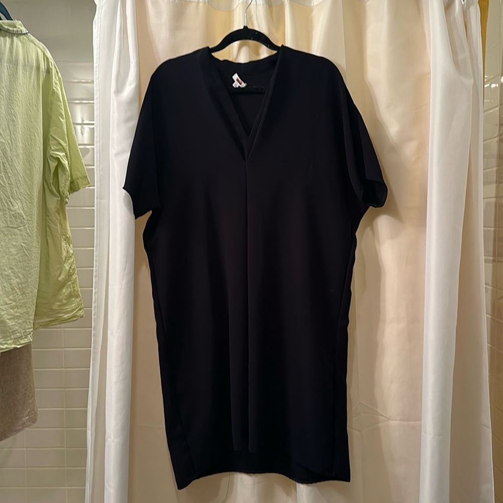 Vince popover navy double v neck dress